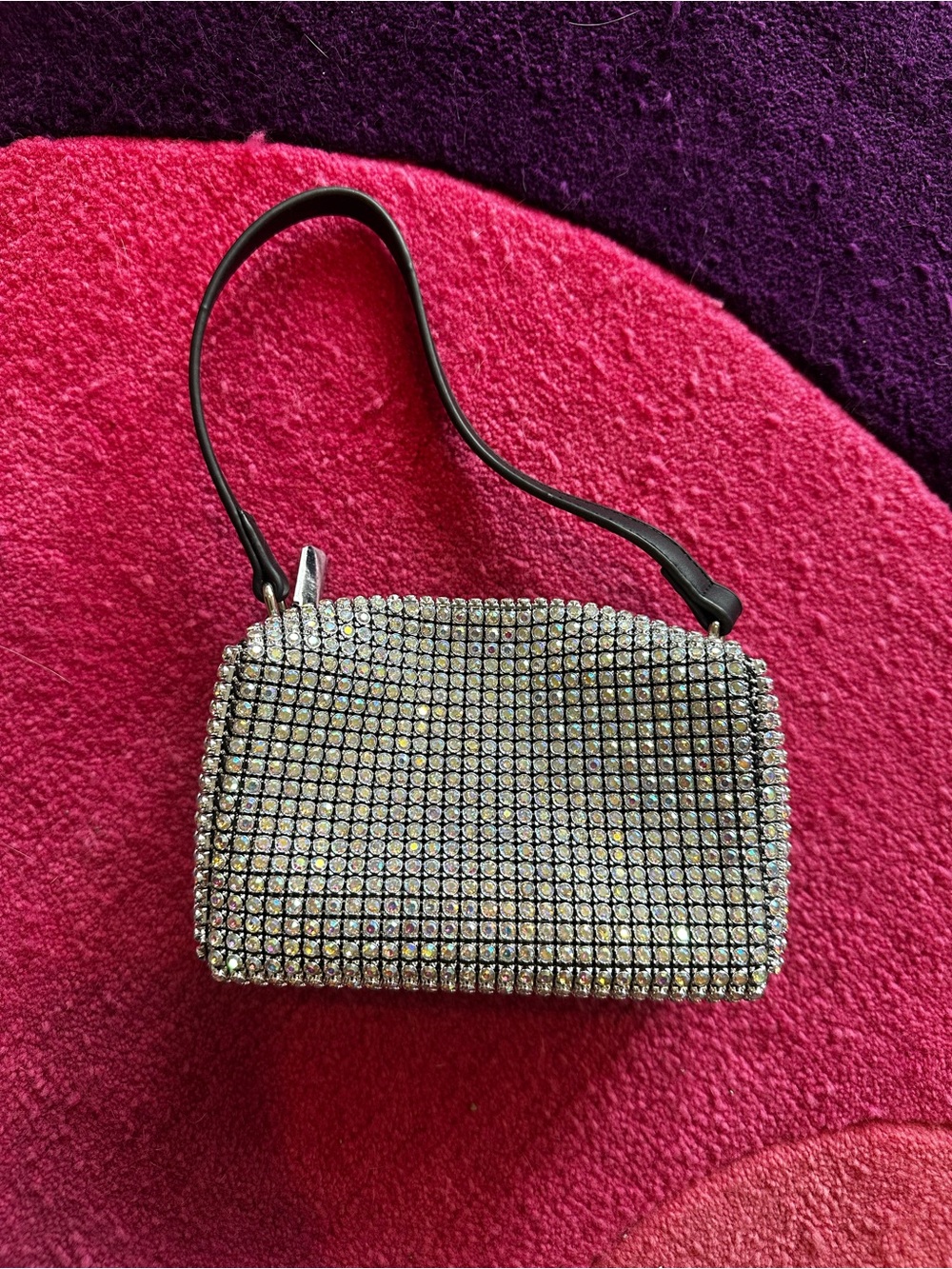 Dolls Kill Iridescent Crystal Mesh Shoulder Bag - Silver